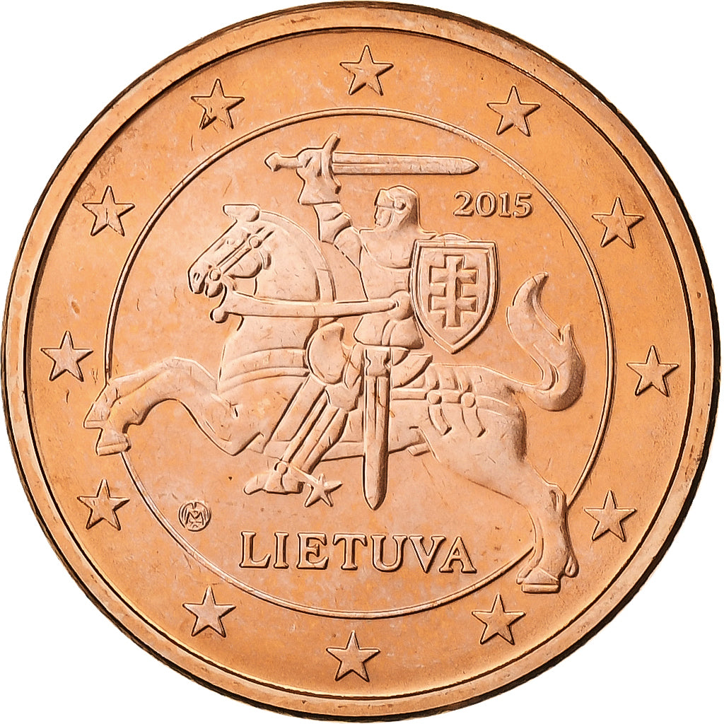 Lithuania, 5 Euro Cent, BU, 2015, Vilnius, Copper Plated Steel, MS(65-70)