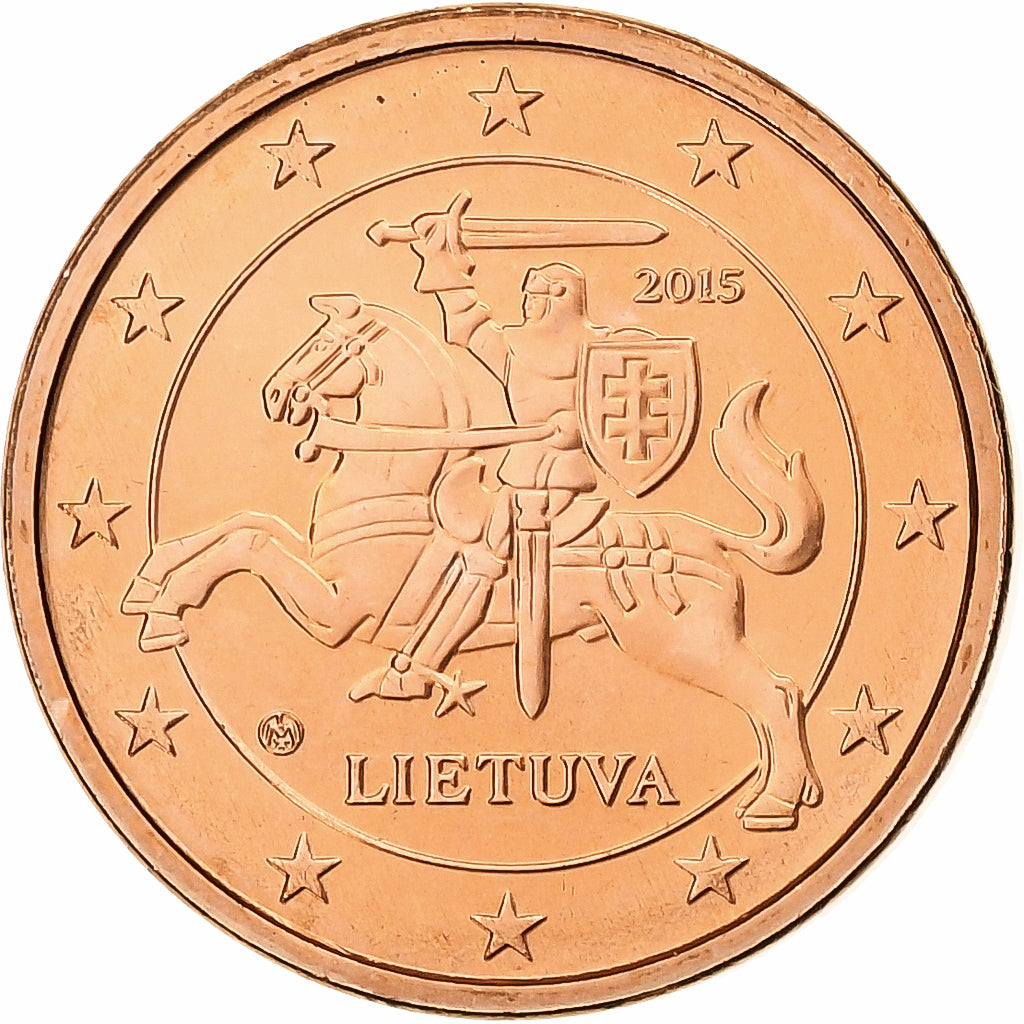 Lituanie, Euro Cent, BU, 2015, Vilnius, Cuivre plaqué acier, FDC