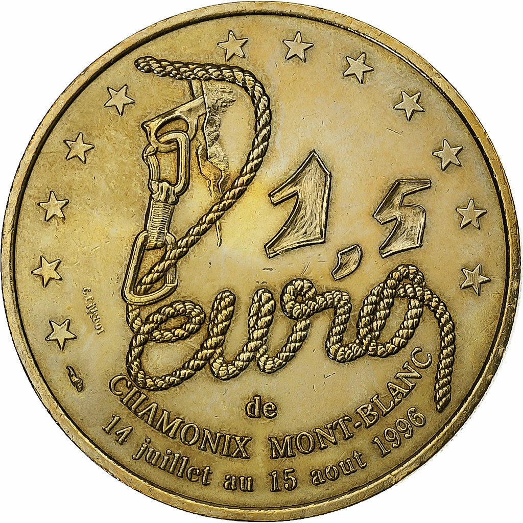 France, 1,5 Euro de Chamonix Mont-Blanc, 1996, Monnaie de Paris, Brass