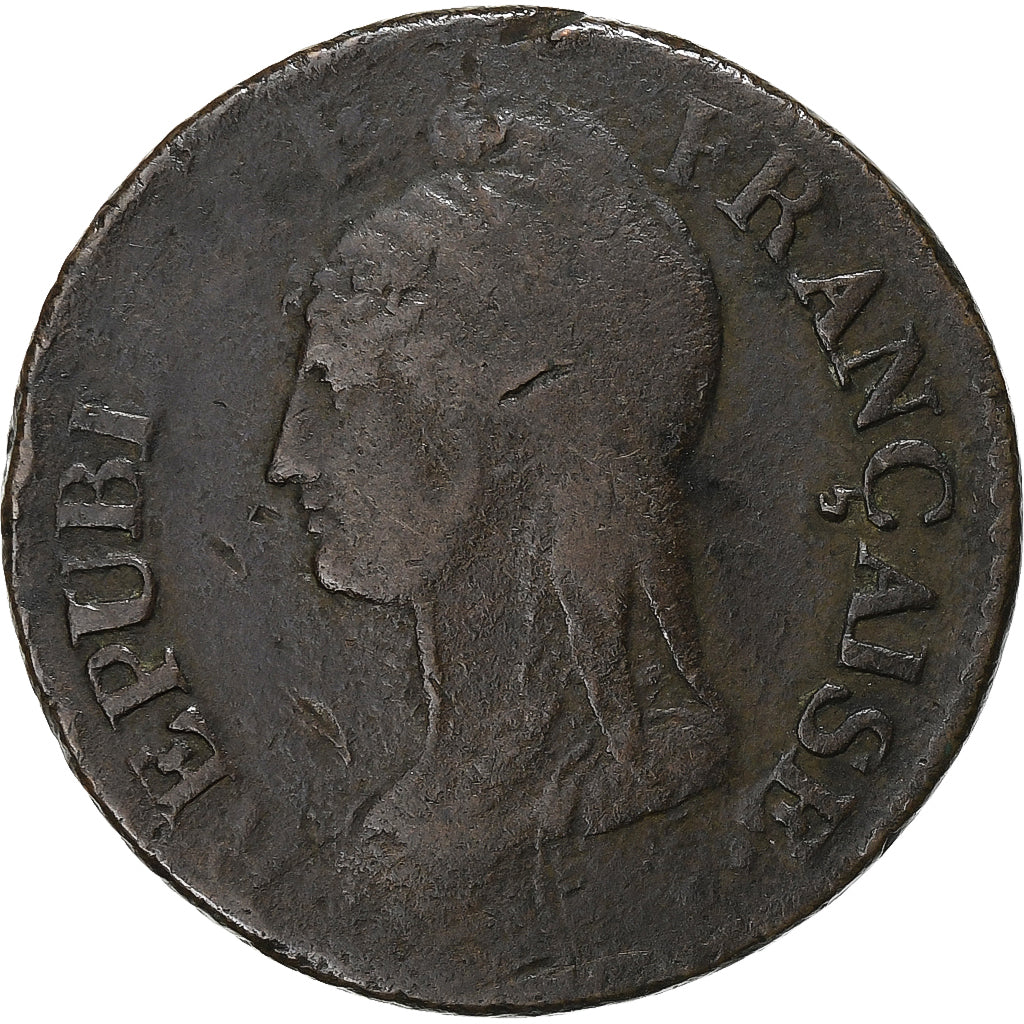França, 5 Centimes, Dupré, AN 8, Lille, Cobre, VF(20-25), Gadoury:126a, KM:640