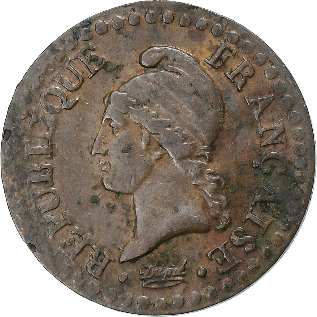Francja, Centime, Dupré, AN 7, Paris, Miedź, EF(40-45), Gadoury:76, KM:646