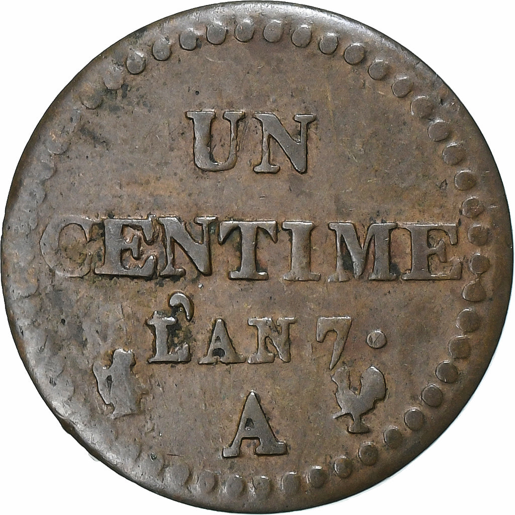 Francja, Centime, Dupré, AN 7, Paris, Miedź, EF(40-45), Gadoury:76, KM:646