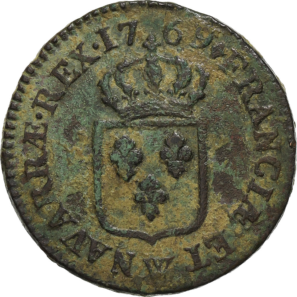 France, Louis XV, Sol à la vieille tête, 1769, Lille, Cuivre, TB, Gadoury:280