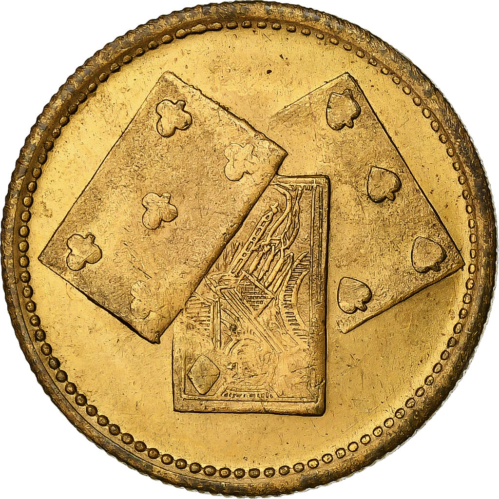 United Kingdom, betaalpenning, Victoria, Cards, Gold plated brass, SS+