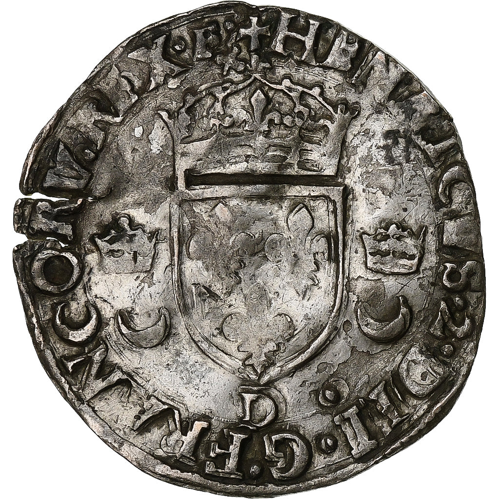 Frankrijk, Henri II, Douzain aux croissants, 1550, Lyon, Billon, FR, Gadoury:357