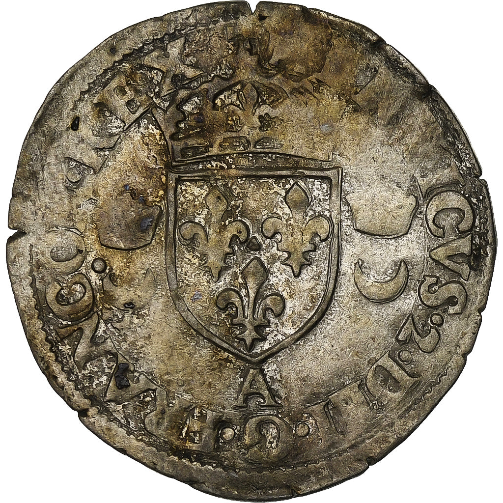 France, Henri II, Douzain aux croissants, 1552, Paris, Billon, VF(20-25)