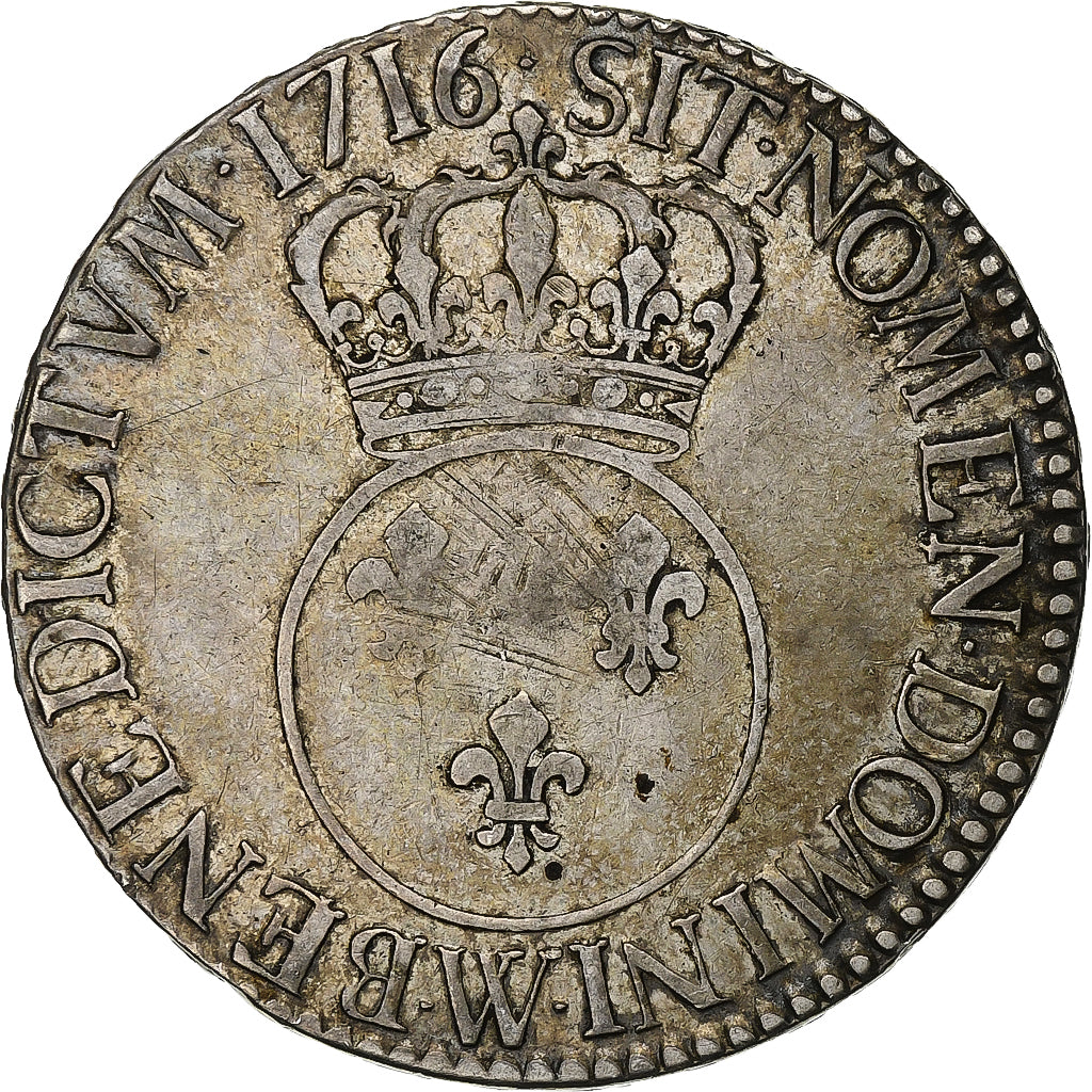 France, Louis XV, Écu Vertugadin, 1716, Lille, Argent, TB+, Gadoury:317
