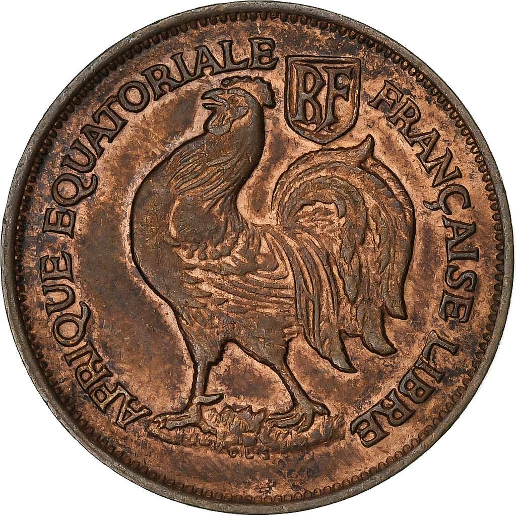 Africa equatoriale francese, Franc, 1943, Pretoria, Bronzo, BB, KM:2a