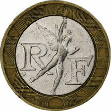 France, 10 Francs, Génie, 1990, Pessac, fautée - désaxée, Bi-Metallic