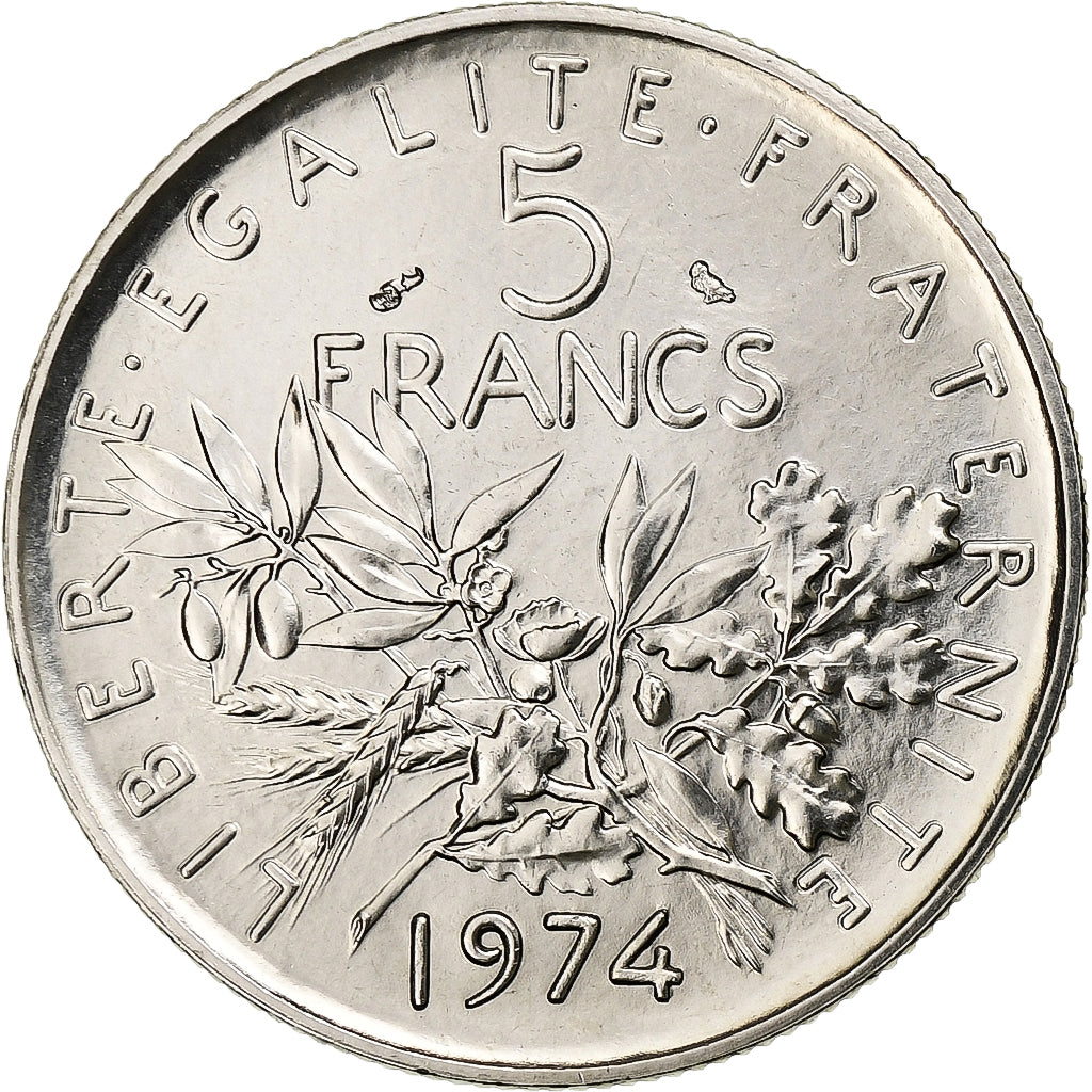 France, 5 Francs, Semeuse, 1974, Monnaie de Paris, série FDC, Copper-nickel