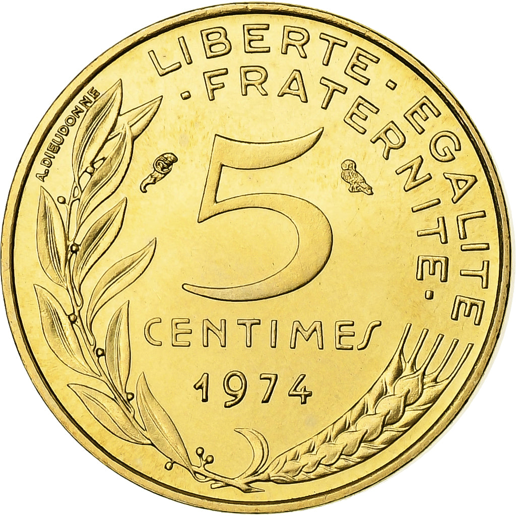 Francja, 5 Centimes, Marianne, 1974, Monnaie de Paris, série FDC
