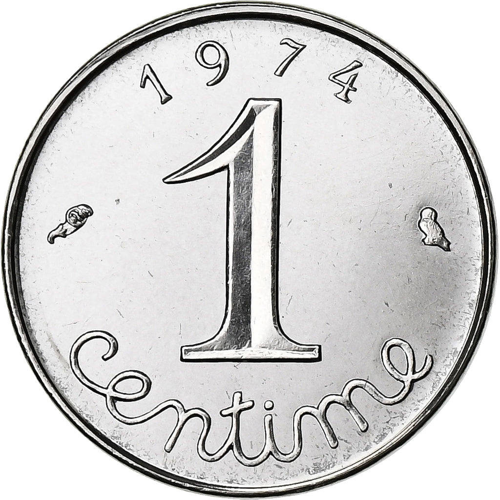 France, Centime, Épi, 1974, Monnaie de Paris, série FDC, Stainless Steel
