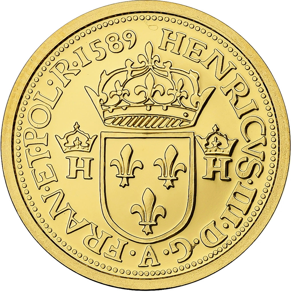 Francia, medaglia, Henri III, Reproduction écu d'or 1589, Oro, FDC