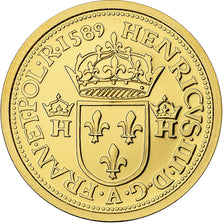 Francia, medaglia, Henri III, Reproduction écu d'or 1589, Oro, FDC