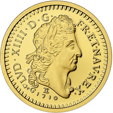 Frankrijk, Medaille, Louis XIV, Reproduction louis d'or 1710, Goud, FDC