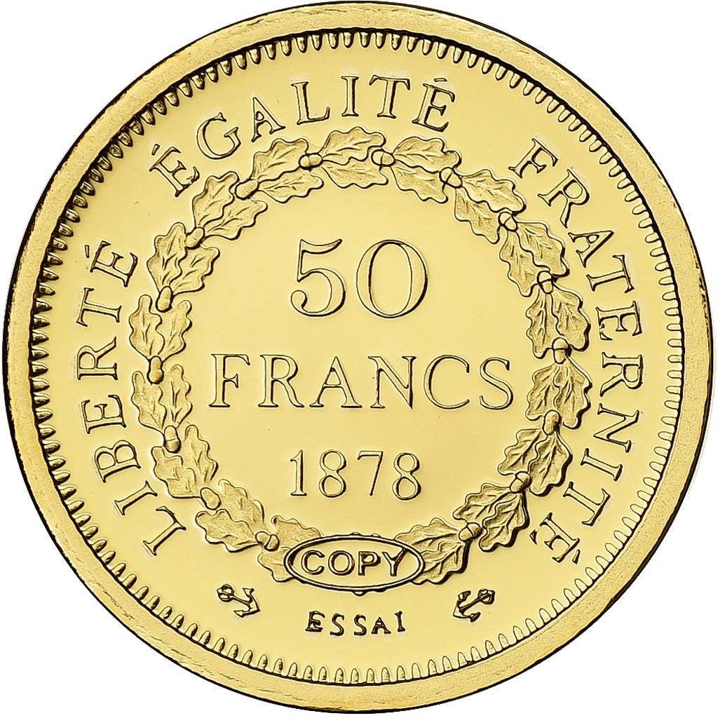 France, Médaille, Reproduction 50 Francs Génie 1878, Or, FDC