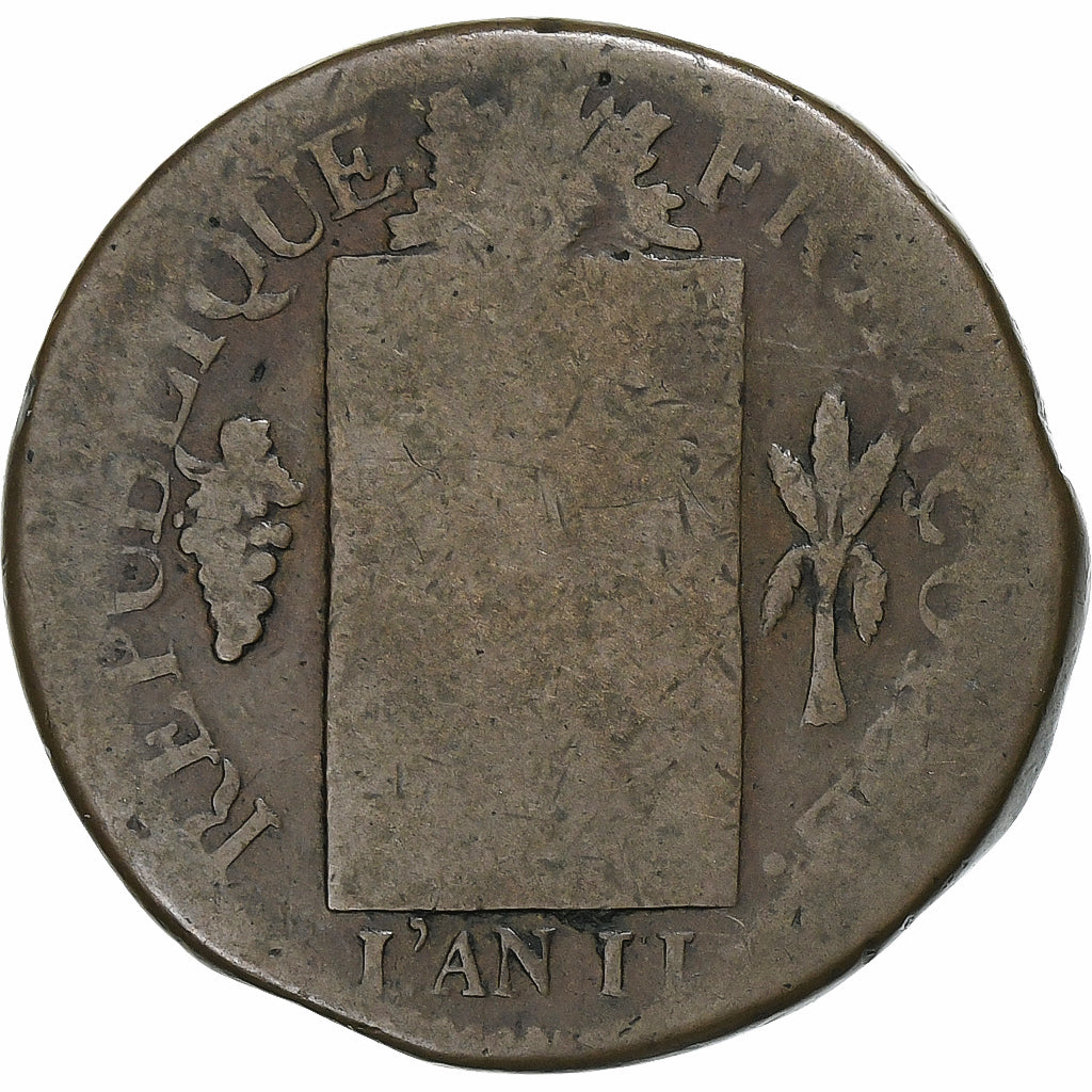 France, Sol à la balance Françoise, 1793 / AN II, Strasbourg, Copper