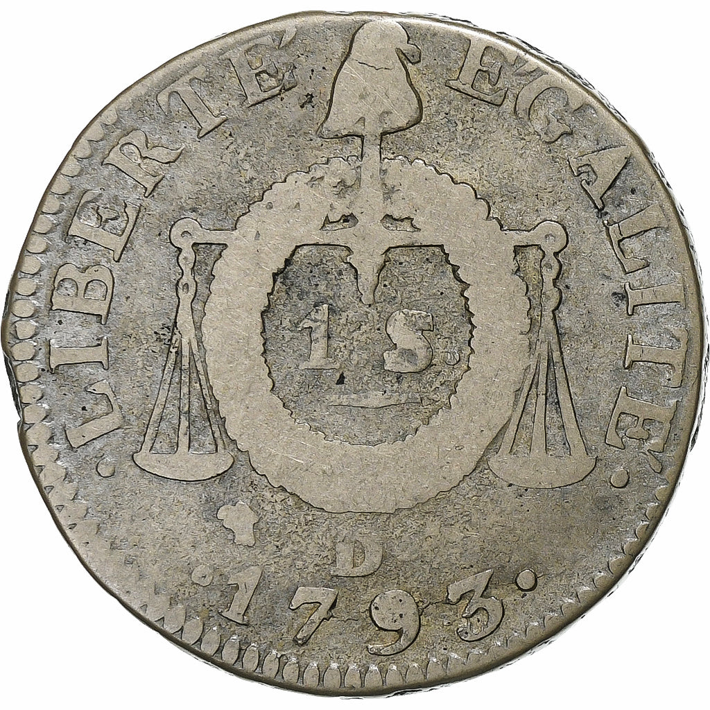 France, Sol à la balance Françoise, 1793 / AN II, Dijon, Métal de cloche