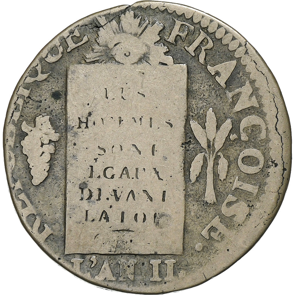 France, Sol à la balance Françoise, 1793 / AN II, Dijon, Métal de cloche