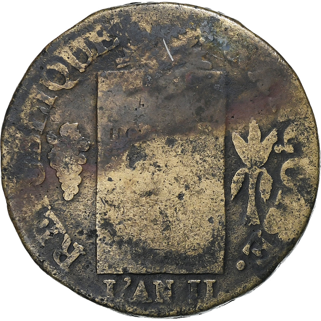 France, Sol à la balance Françoise, 1793 / AN II, Lyon, Métal de cloche