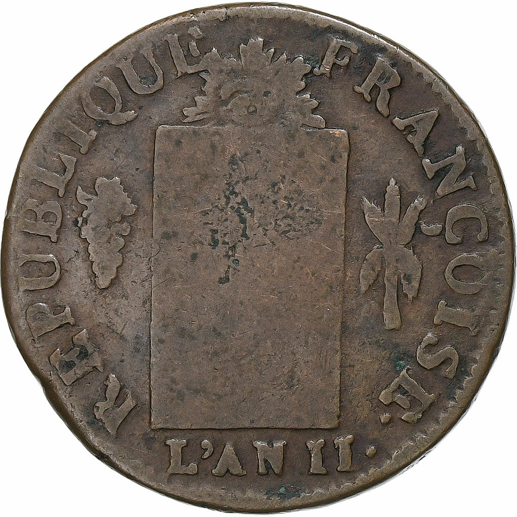 France, Sol à la balance Françoise, 1793 / AN II, Bayonne, Cuivre, B+