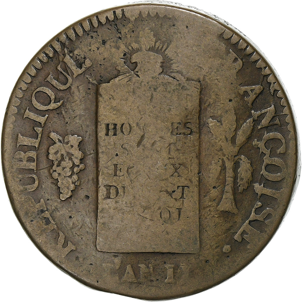 Frankreich, 2 sols à la Balance, 1793 / AN II, Strasbourg, Kupfer, S