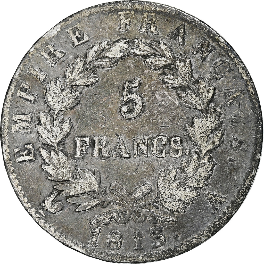Francja, Napoleon I, 5 Francs, 1813, Paris, Srebro, VF(20-25), Gadoury:584