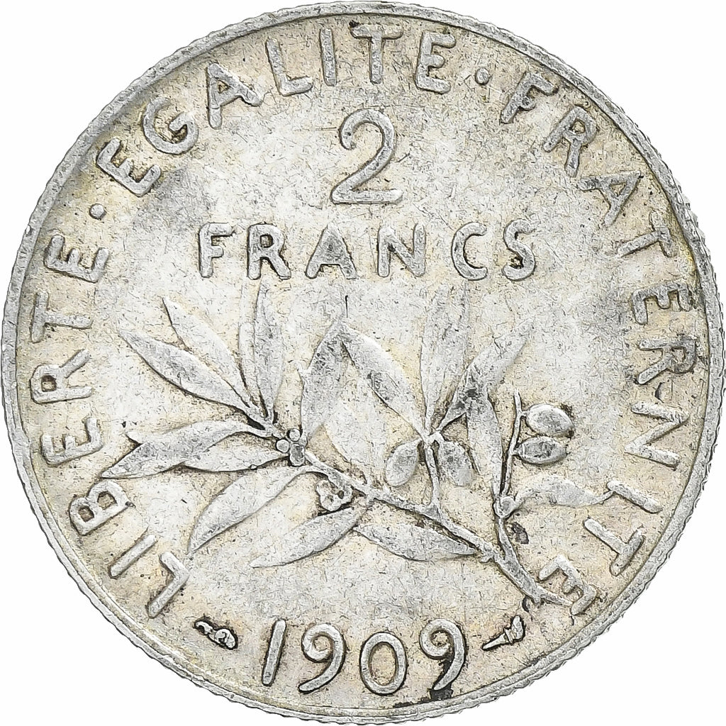 Frankreich, 2 Francs, Semeuse, 1909, Paris, Silber, S+, Gadoury:532