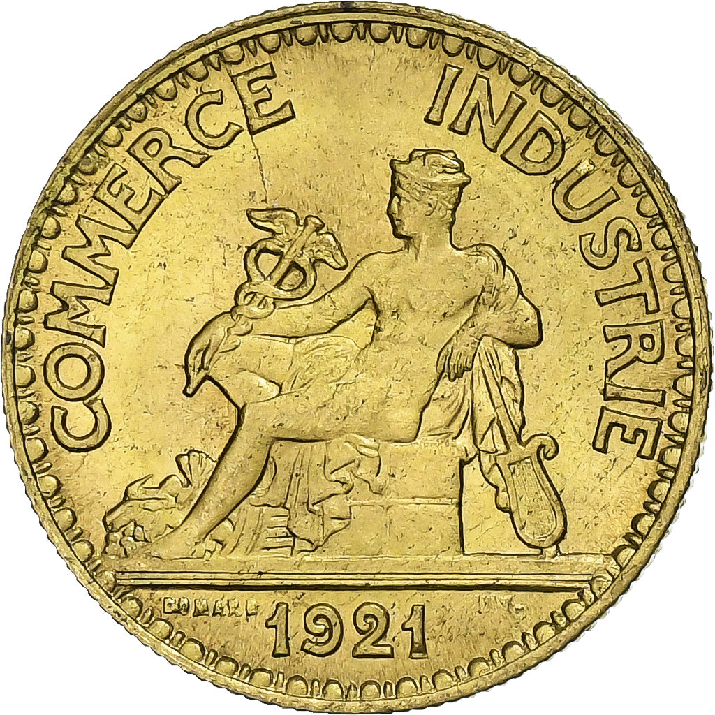 France, 50 Centimes, Chambre de commerce, 1921, Paris, Cupro-Aluminium