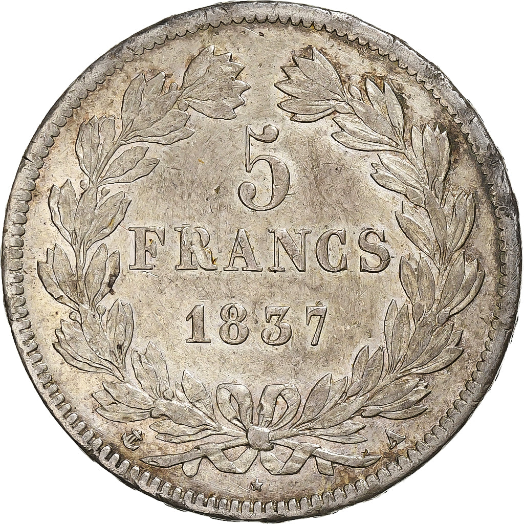 Frankrijk, Louis-Philippe I, 5 Francs, 1837, Paris, Zilver, ZF, Gadoury:678