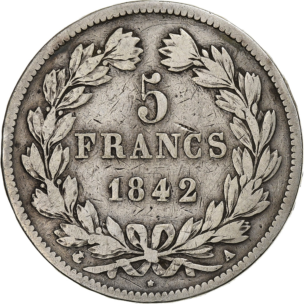 France, Louis-Philippe I, 5 Francs, 1842, Paris, Silver, VF(20-25), Gadoury:678