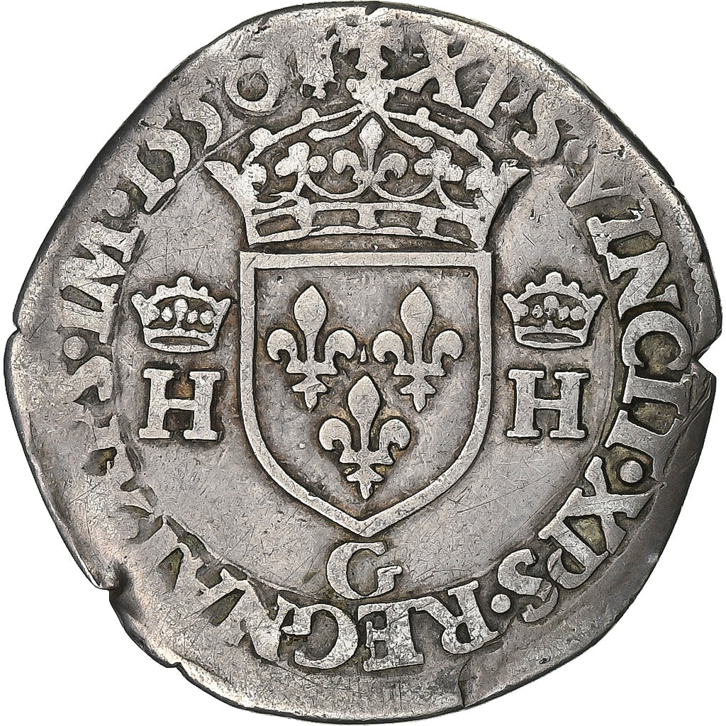 Frankrijk, Henri II, 1/2 teston à la tête couronnée, 1550, Poitiers, Zilver