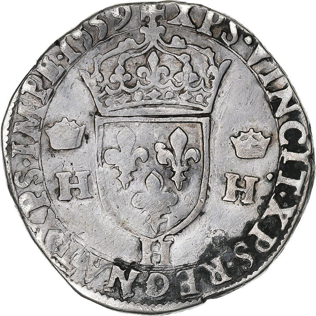 France, Henri II, Teston à la tête nue, 1559, La Rochelle, Bust A, Argent