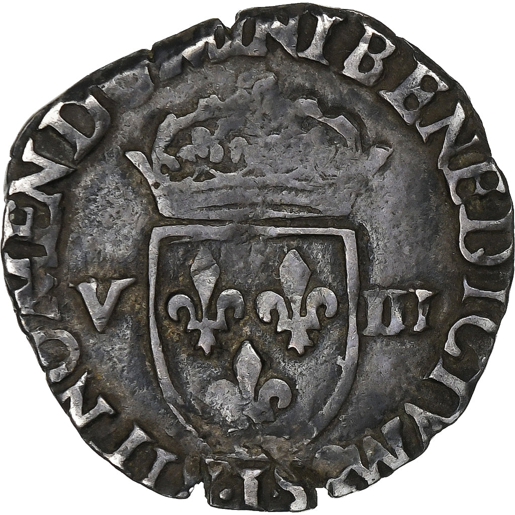 Francia, Henri III, 1/8 Ecu, 1586, Bayonne, Plata, BC+, Gadoury:485