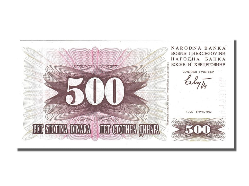 Billet, Bosnia - Herzegovina, 500 Dinara, 1992, 1992-07-01, NEUF