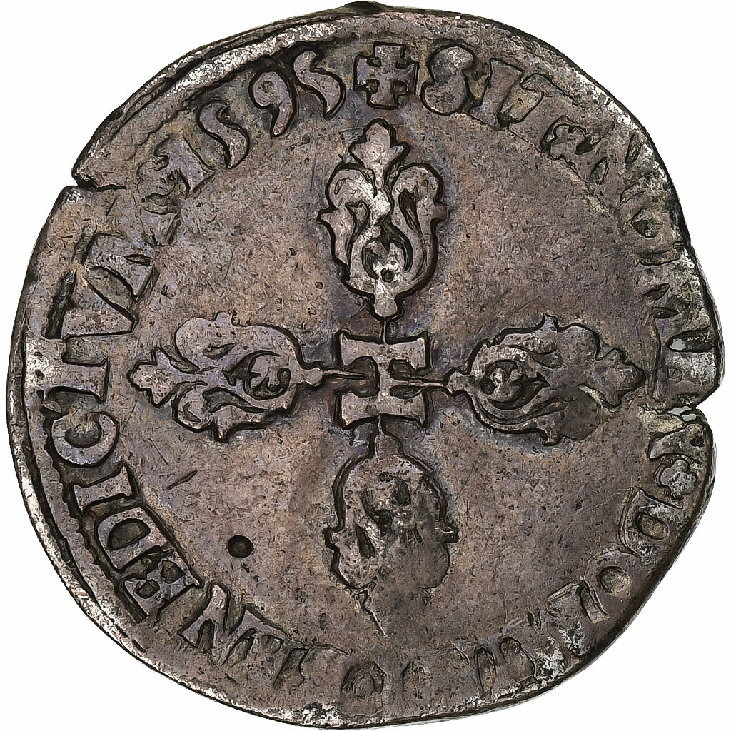 Frankreich, Henri IV, 1/2 Franc au col plat, 1595, Bordeaux, Silber, S+