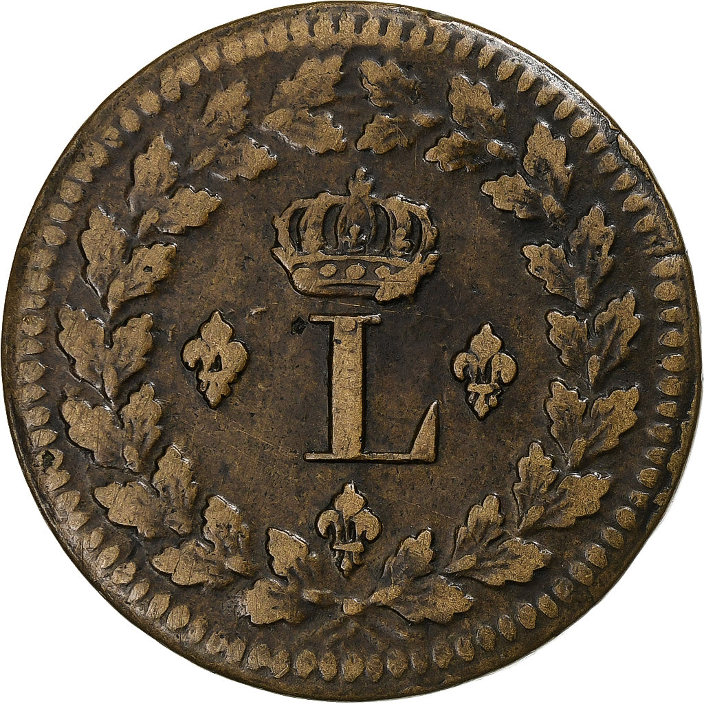 França, Louis XVIII, Décime., 1814., Strasbourg, Blocus de Strasbourg, Bronze