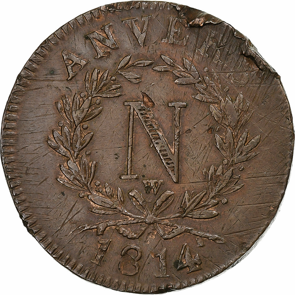 Frankreich, Napoleon I, Decime, 1814, Anvers, Siège d'Anvers, Bronze, S+