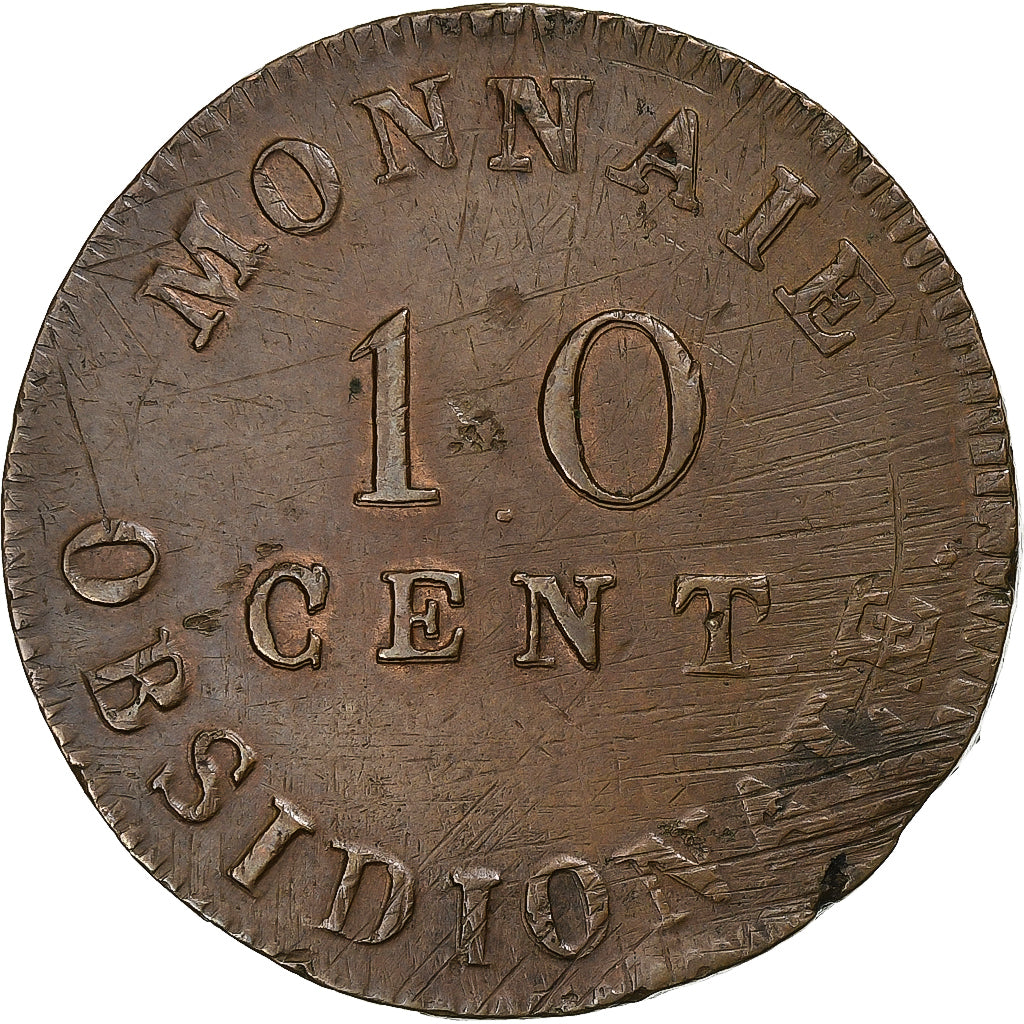 Frankreich, Napoleon I, Decime, 1814, Anvers, Siège d'Anvers, Bronze, S+