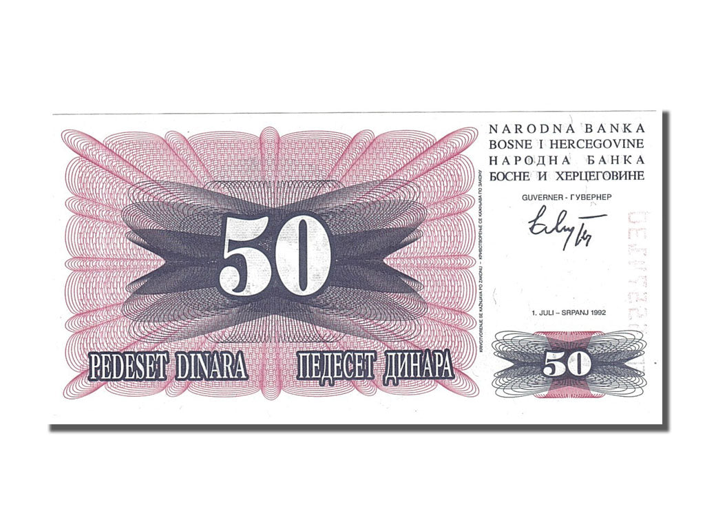 Banknote, Bosnia - Herzegovina, 50 Dinara, 1992, 1992-07-01, UNC(65-70)