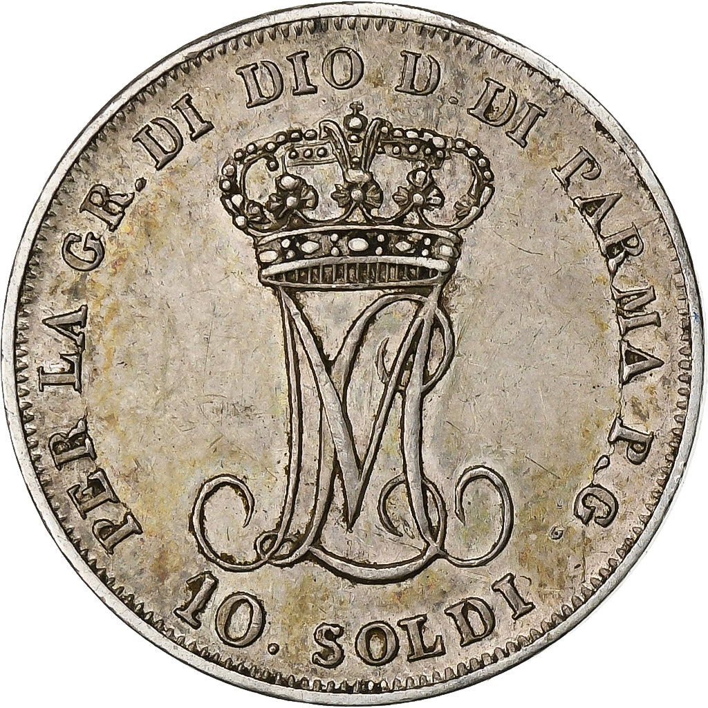 Duchy of Parma, Maria Luigia, 10 Soldi, 1815, Milan, Silber, SS+, Gadoury:IT37