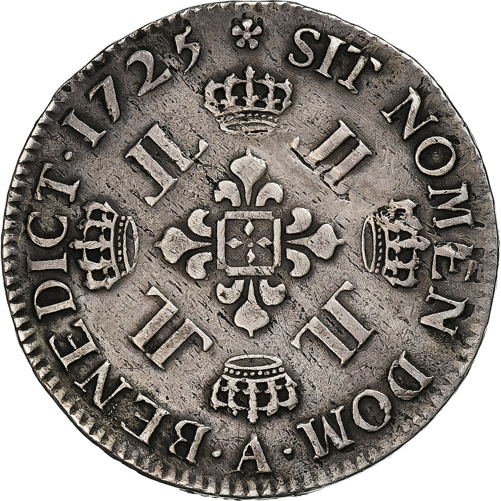 France, Louis XV, 1/2 Écu aux 8 L, 1725, Paris, Argent, TTB, Gadoury:312