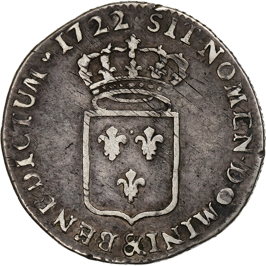 França, Louis XV, 1/3 écu de France, 1722, Aix, Prata, EF(40-45), Gadoury:306