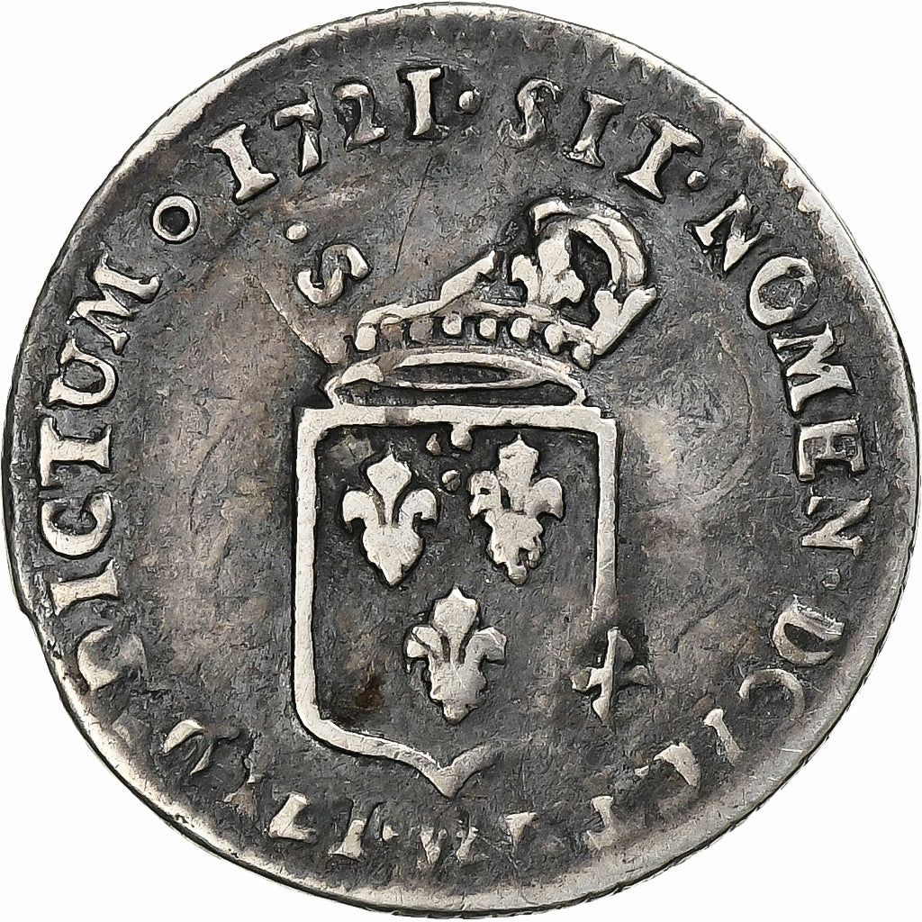 França, Louis XV, 1/12 Ecu de France, 1721, Lille, reformed, Prata, VF(30-35)