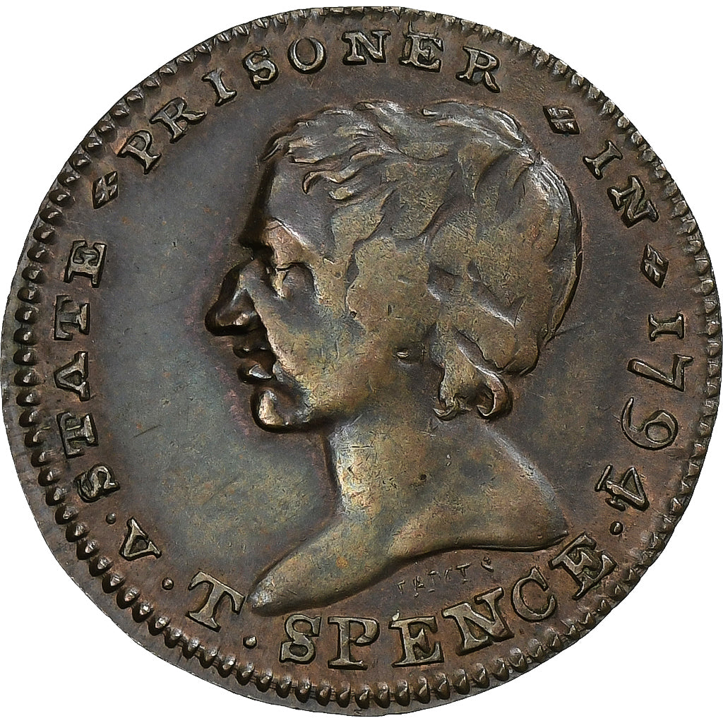 United Kingdom, Farthing Token, T. Spence, 1794, Copper, VF(30-35)