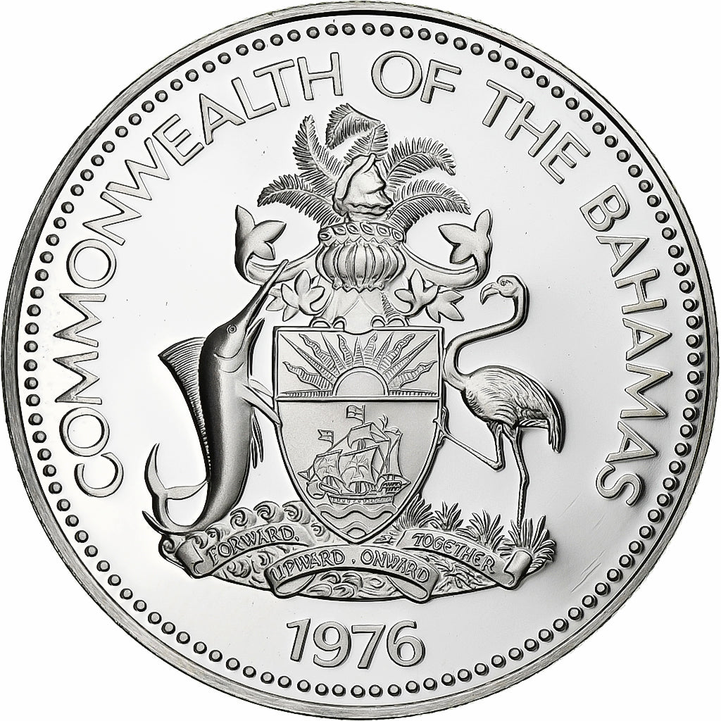 Bahamas, 2 Dollars, 1976, Franklin Mint, PP, Silber, STGL, KM:66a
