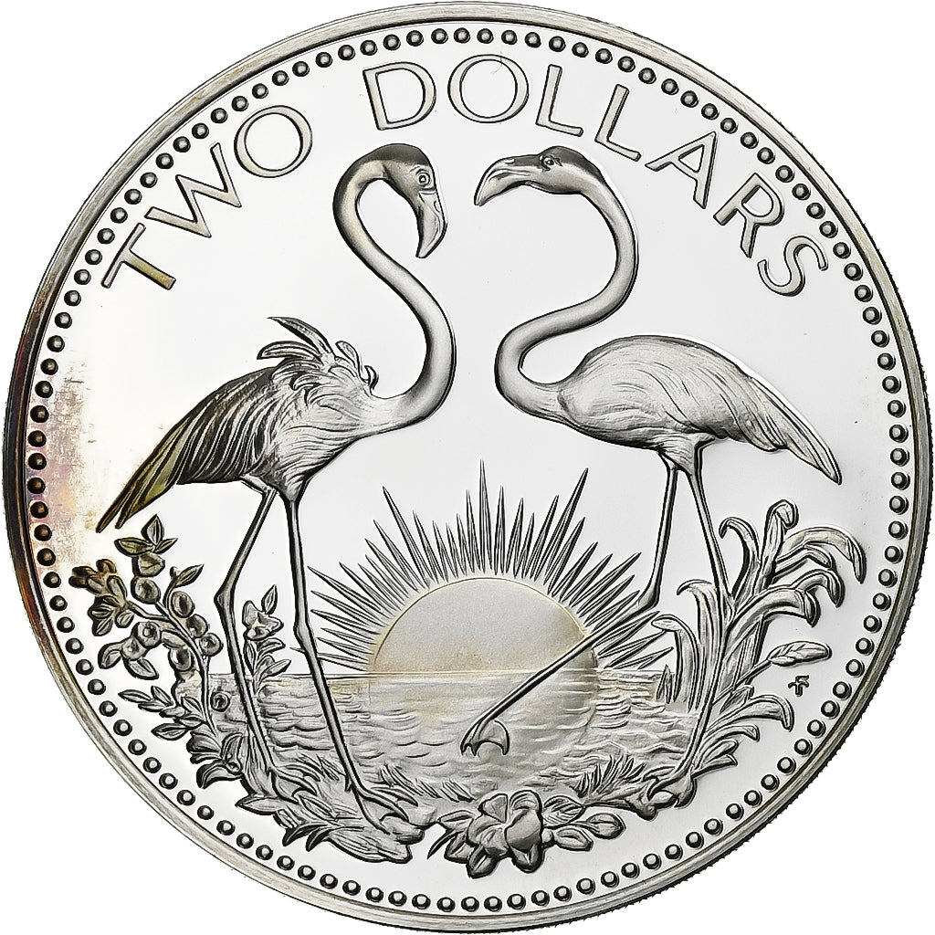 Bahamas, 2 Dollars, 1976, Franklin Mint, PP, Silber, STGL, KM:66a