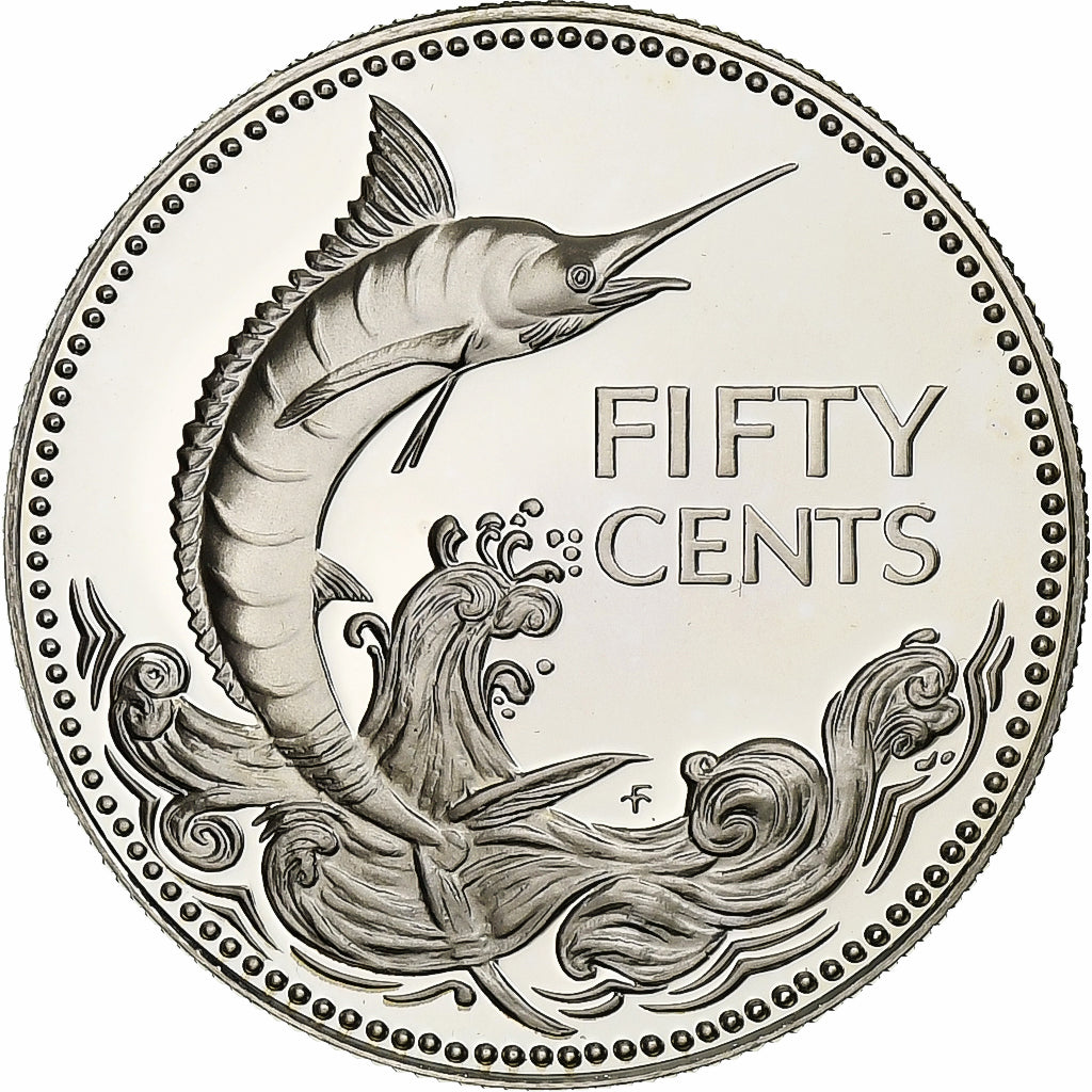 Bahamas, 50 Cents, 1976, Franklin Mint, PP, Silber, STGL, KM:64a