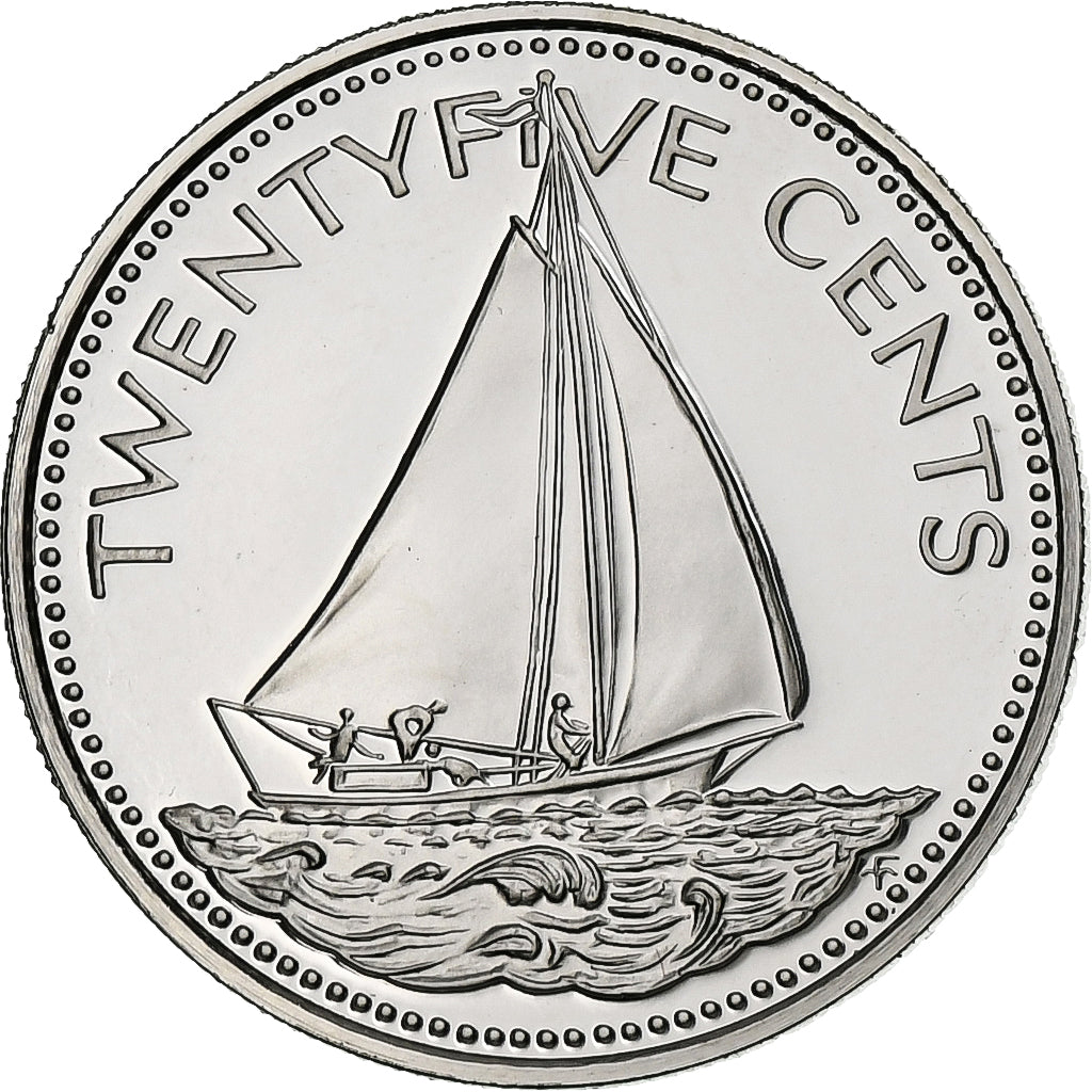 Baamas, 25 Cents, 1976, Franklin Mint, Proof, Níquel, MS(65-70), KM:63.1
