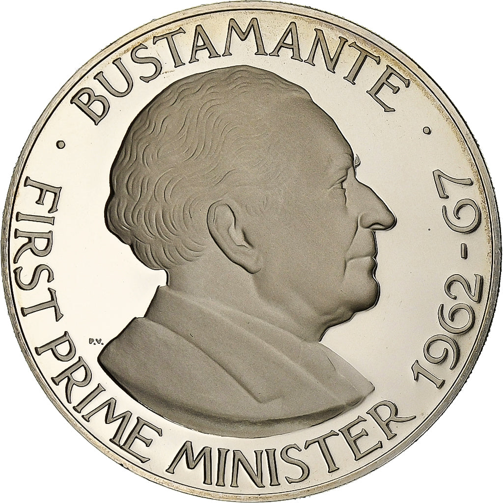 Jamaica, Dollar, Bustamante, 1976, Franklin Mint, Proof, Copper-nickel